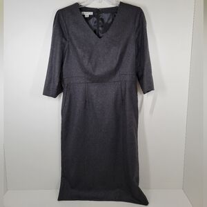 NWT Pendleton Charcoal Gray Modern Geometry 1/2 Sleeve Wool Dress Size 6 USA